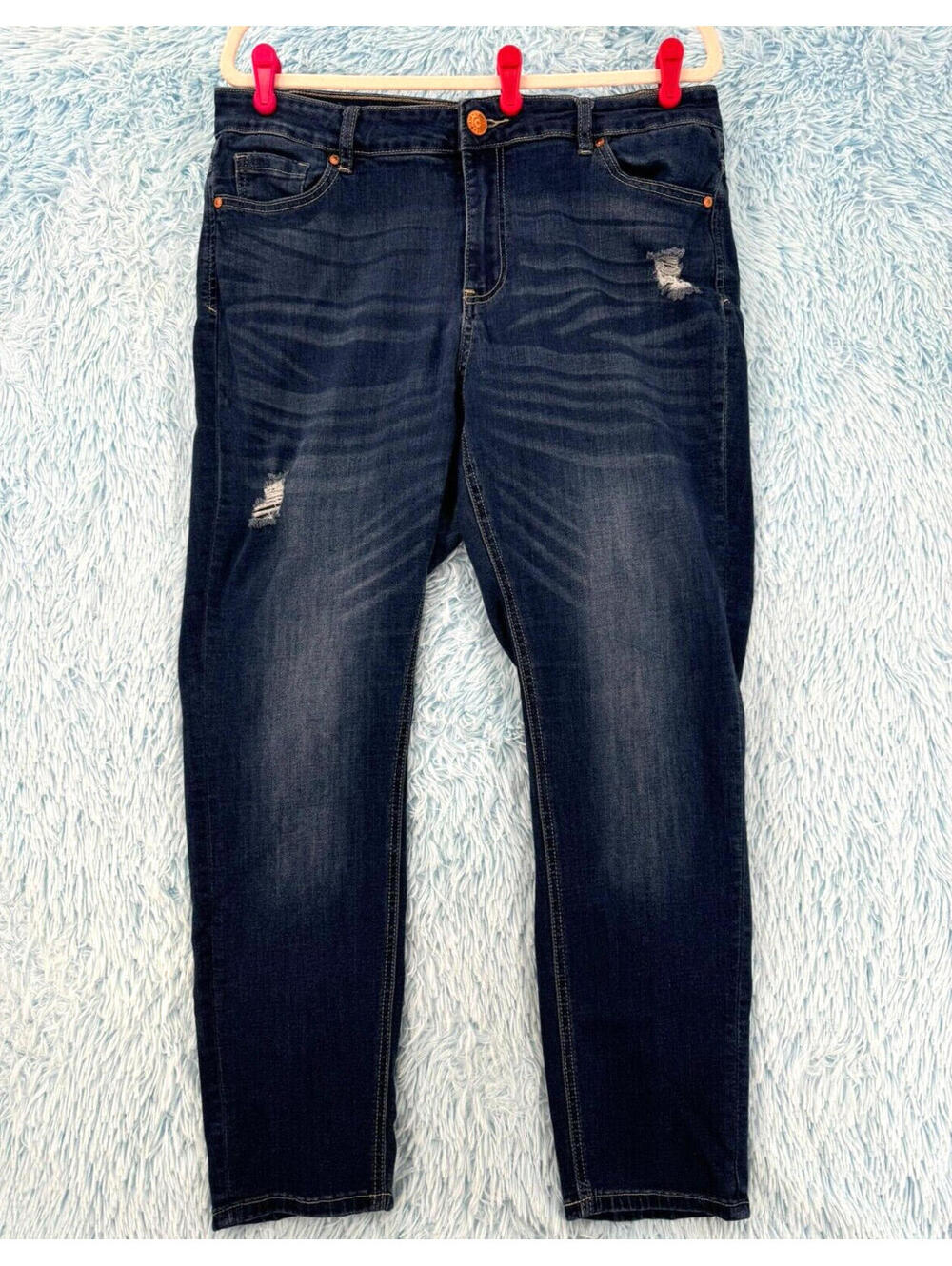 Almost Famous High Rise Roll-Up Jeans Size 16 Medium Wash Women's Denim Casual
